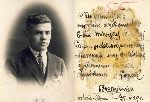 Por. J�zef Fedorowicz. – Fotografia kolegi ofiarowana na pami�tk� wsp�lnej nauki w SPPP Ostr�w Mazowiecka-Komorowo, 27 maj 1929r. (fot. z pami�tek rodzinnych)