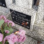 Antoni Burkiewicz upami�tniony symbolicznie na imiennej tabliczce epitafijnej na grobie rodzic�w na cmentarzu parafialnym w Wilkowyi. Stan z dn. 1 listopada 2023 r. (fot. Joanna Szczepaniak).
