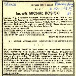 Nekrolog ks. Micha�a Kosickiego opublikowany w prasie przez towarzyszy broni z 7 Pu�ku Strzelc�w Konnych Wielkopolskich (wycinek ze "S�owa Powszechnego" ze zb. Miejskiej i Powiatowej Biblioteki Publicznej w Nowym Tomy�lu).