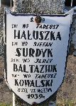 Jerzy Baltaziuk, upami�tniony na imiennej tablicy epitafijnej na cmentarzu wojennym w Budach Starych. Stan z 2005 r.
