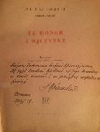 Karta tytu�owa wydanej w 1958 r. w Warszawie ksi��ki pt. "Za honor i Ojczyzn�" z dedykacj� autora - gen. Juliusza R�mmla, by�ego dow�dcy armii "��d�" i Warszawa" - dla mjr. dypl. Karola Riedla, by�ego oficera sztabu Armii "��d�" (pami�tka ze zb. rodzinnych).