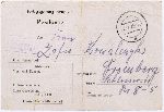 Karta pocztowa adresowana do Zofii Kowalczyk w Bydgoszczy nadana 3 kwietnia 1940 r. ze Stalagu XI B dotycz�ca prowadzonych poszukiwa� jej zaginionego m�a, Franciszka Kowalczyka, s. 1 (dok. udost�pniony Redakcji Portalu przez Pani� Krystyn� Kowalczyk; obecnie w zbiorach Muzeum Ziemi Sochaczewskiej i Pola Bitwy nad Bzur�).