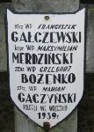 Franciszek Ga�czewski, upami�tniony na imiennej tablicy epitafijnej na wydzielonej kwaterze na cmentarzu rzymskokatolickim w Juliopolu.
