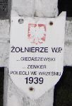 Franciszek Gidaszewski (Giedaszewski), upami�tniony na imiennej tablicy epitafijnej na cmentarzu wojennym w Sochaczewie - Trojanowie, Al. 600-lecia. Stan z 2005 r.
