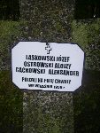 Aleksander Gackowski upami�tniony na imiennej tablicy epitafijnej na mogile zbiorowej na cm. wojennym w Rydwanie. Stan z dn. 31.08.2012 r. (fot. B�a�ej Kucharski).
