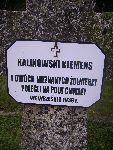 Klemens Kalinowski upami�tniony na imiennej tablicy epitafijnej na mogile zbiorowej na cm. wojennym w Rydwanie. Stan z dn. 31.08.2012 r. (fot. B�a�ej Kucharski).
