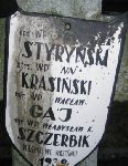 Franciszek Styry�ski, upami�tniony na imiennej tablicy epitafijnej na wydzielonej kwaterze na cmentarzu rzymskokatolickim w Juliopolu.