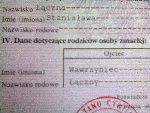 Fragment odpisu skr�conego aktu zgonu Jana ��cznego wydanego 23 marca 2012 r. przez Urz�d Stanu Cywilnego w Ko�cianie (dok. ze zb. rodzinnych).