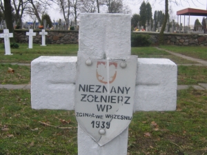 Sochaczew - Trojan�w, Al. 600-lecia, cmentarz wojenny. Stan z dn, 15. 01. 2005 r. (fot. M. Prengowski).